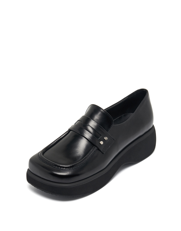 Clam stud Platform loafer black